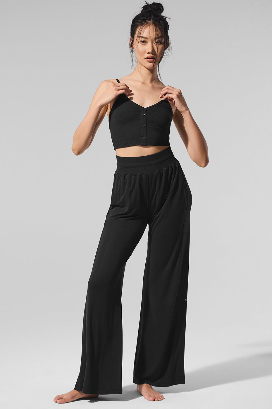 Semi — Sheer Delicate Lounge Flare Pant — Black