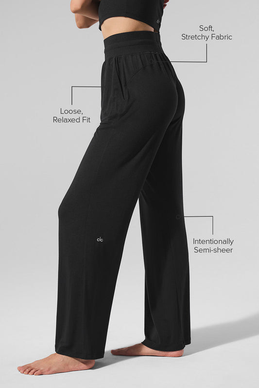 Semi — Sheer Delicate Lounge Flare Pant — Black