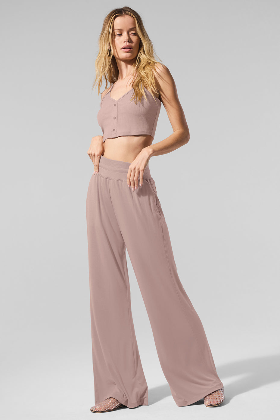 Semi — Sheer Delicate Lounge Flare Pant — Taupe