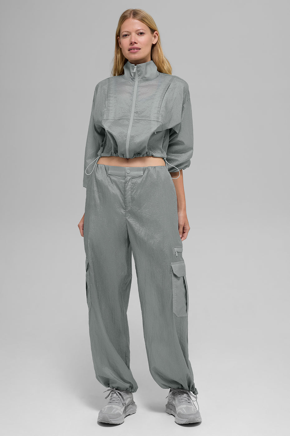 Sheer Game Time Wide Leg Jogger — Lunar Grey