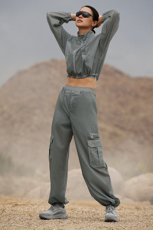 Sheer Game Time Wide Leg Jogger — Lunar Grey