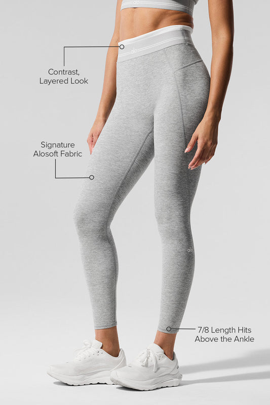 Alosoft High Rise 7/8 Better Together Leggings — Athletic Heather Grey/White