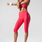 Airlift High Rise Super Sleek Contrast Capri — Candy Red/White