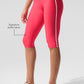 Airlift High Rise Super Sleek Contrast Capri — Candy Red/White