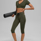 Airbrush High Rise Race Pace Capri — Green Olive/Black