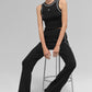 Ribbed Sweater Knit Highline Flare Pant — Black/White