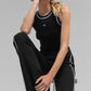 Ribbed Sweater Knit Highline Flare Pant — Black/White