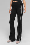 Ribbed Sweater Knit Highline Flare Pant — Black/White