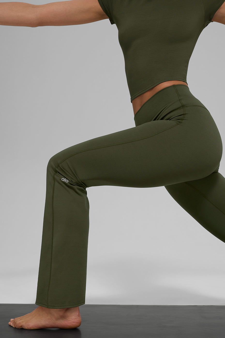 SculptSoft High Rise 7/8 Bootcut Leggings — Green Olive