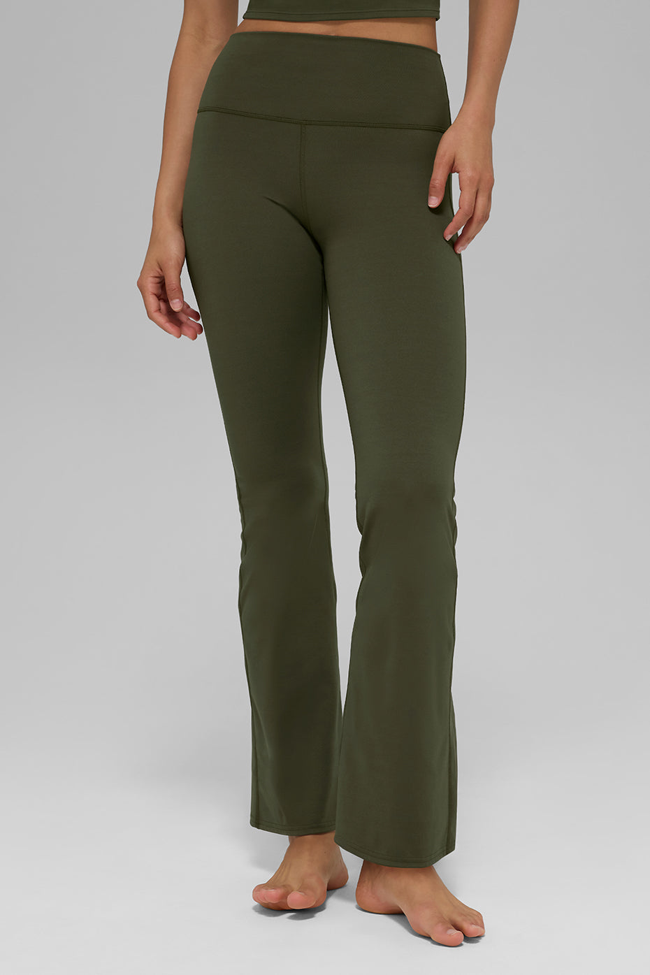 SculptSoft High Rise 7/8 Bootcut Leggings — Green Olive