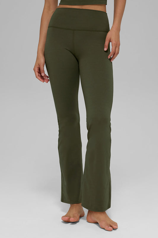 SculptSoft High Rise 7/8 Bootcut Leggings — Green Olive