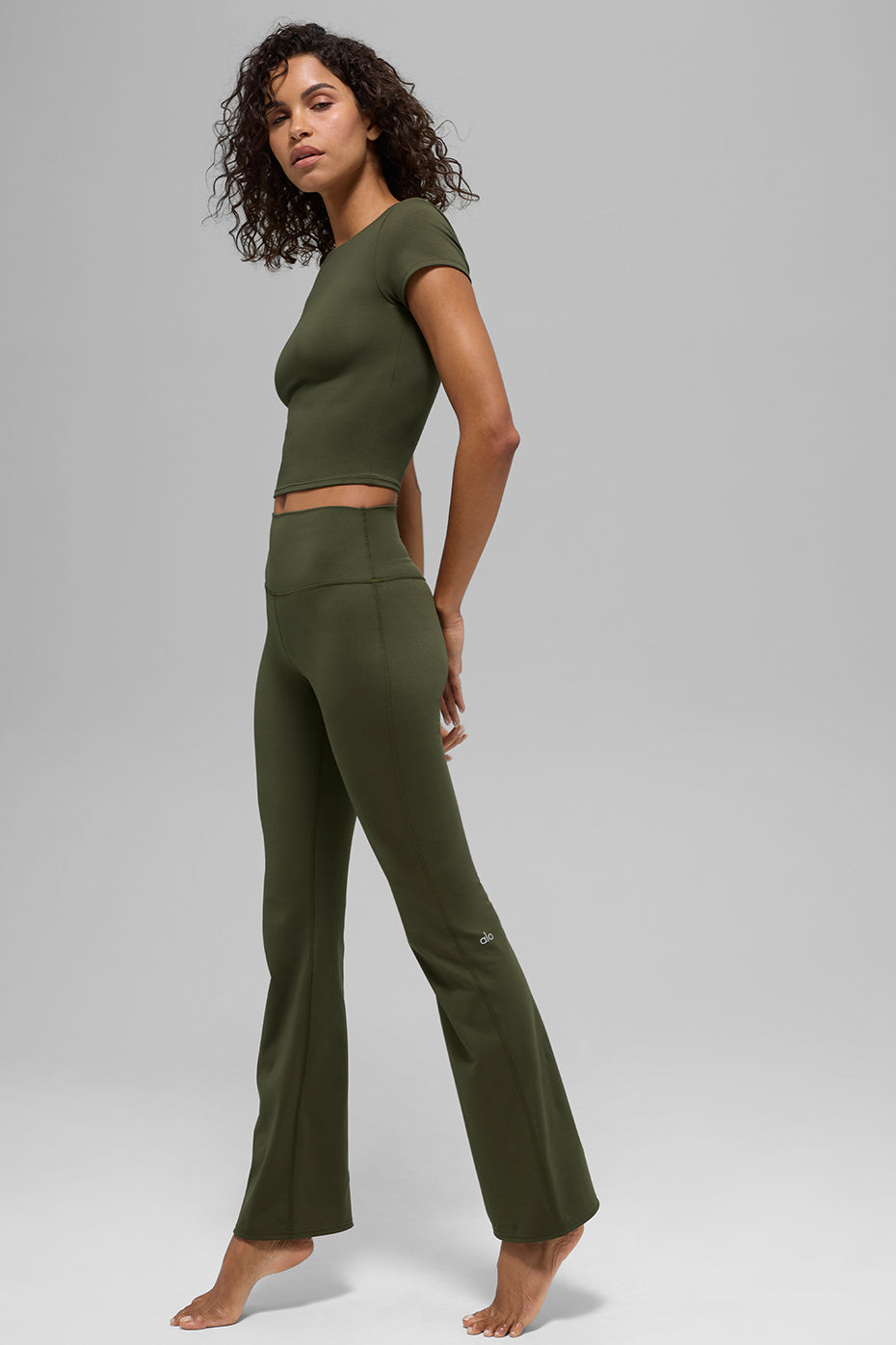 SculptSoft High Rise Bootcut Leggings — Green Olive