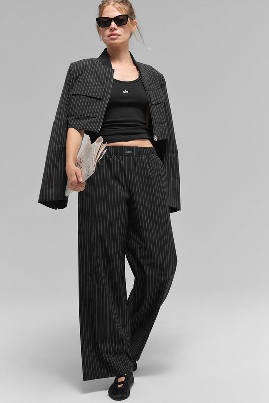 Pinstripe Daylight Boxer Pant (Regular) — Black/Titanium