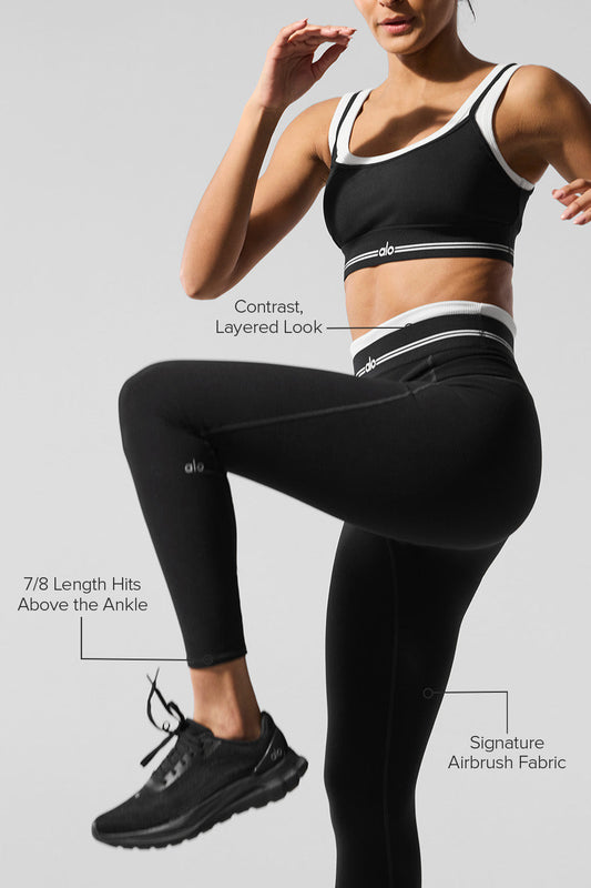 Airbrush High Rise 7/8 Better Together Leggings — Black/White
