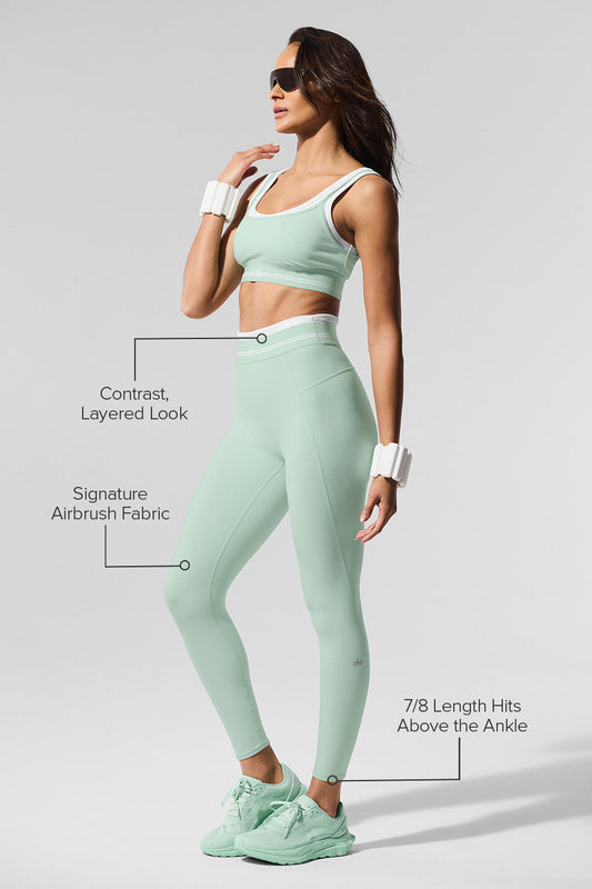 Airbrush High Rise 7/8 Better Together Leggings — Spearmint/White