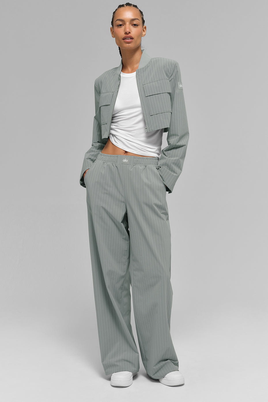 Pinstripe Daylight Boxer Pant (Long) — Lunar Grey/White