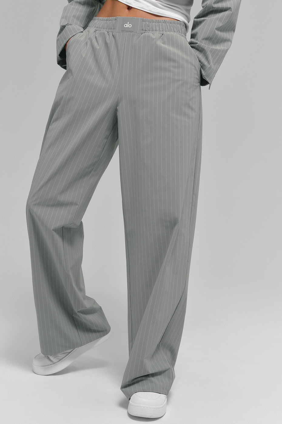 Pinstripe Daylight Boxer Pant (Long) — Lunar Grey/White