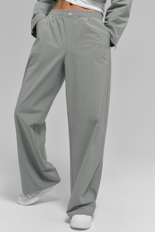 Pinstripe Daylight Boxer Pant (Long) — Lunar Grey/White