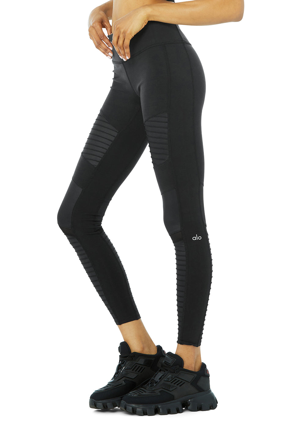 Moto Leggings — Black/Black Glossy