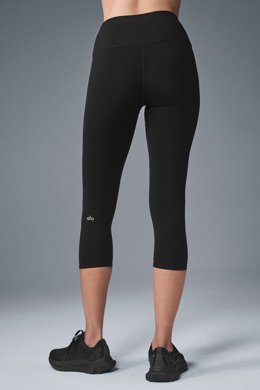 High Rise Airbrush Capri — Black