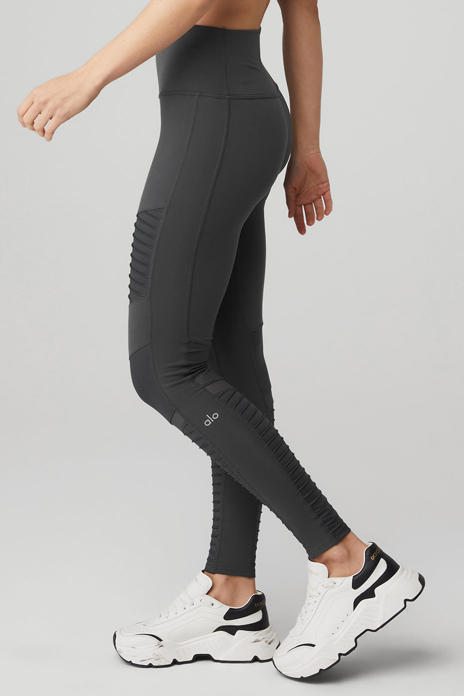 High Rise Moto Leggings — Anthracite/Anthracite Glossy