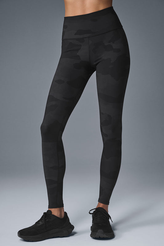 High Rise Camo Vapor Leggings — Black Camouflage