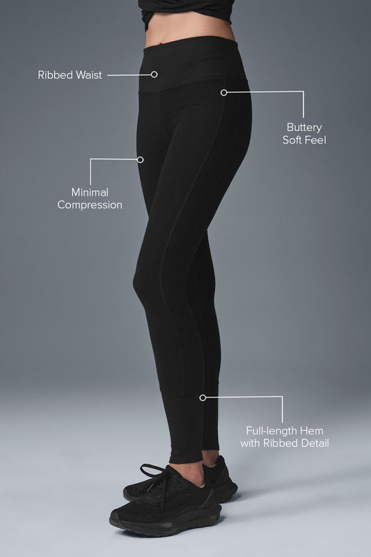 High Rise Alosoft Lounge Leggings — Black