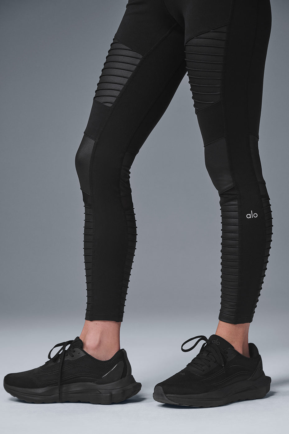 7/8 High Rise Moto Leggings — Black