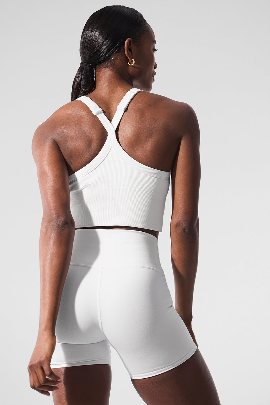 Seamless Ribbed Favorite Sports Bra Tank Top — White