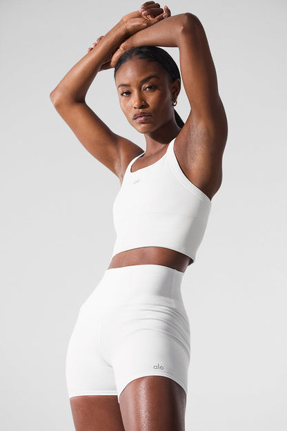 Seamless Ribbed Favorite Sports Bra Tank Top — White