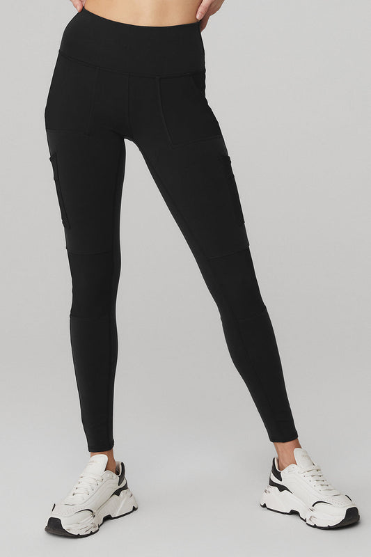 High Rise Cargo Leggings — Black