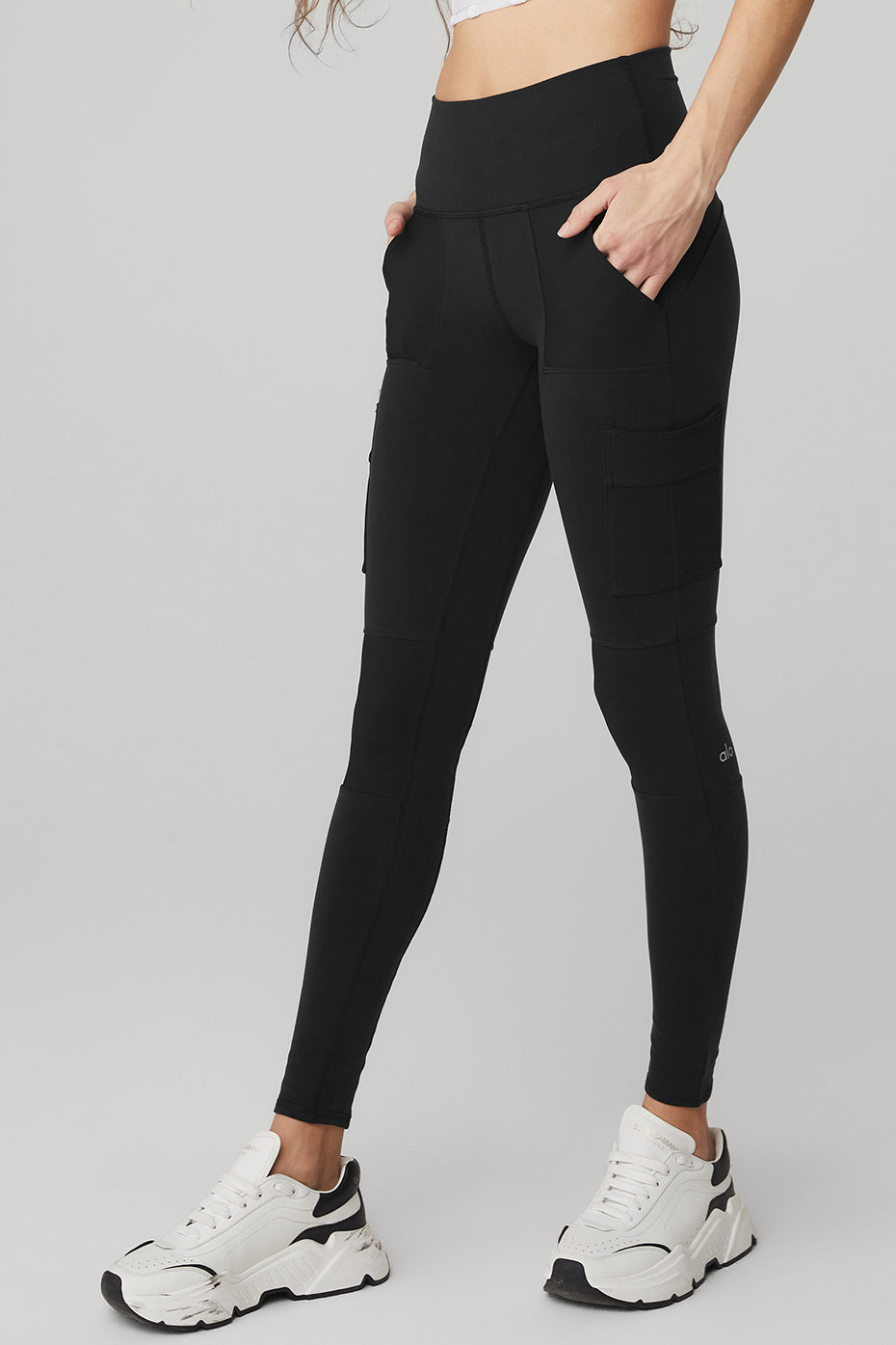High Rise Cargo Leggings — Black