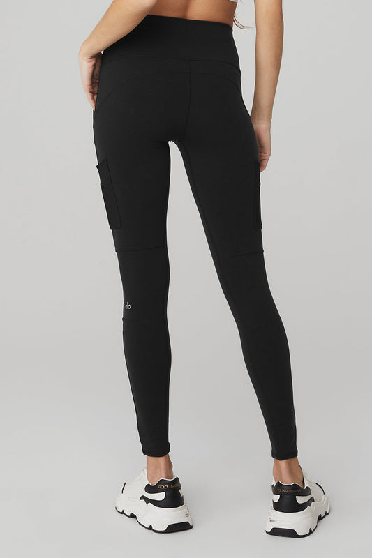 High Rise Cargo Leggings — Black