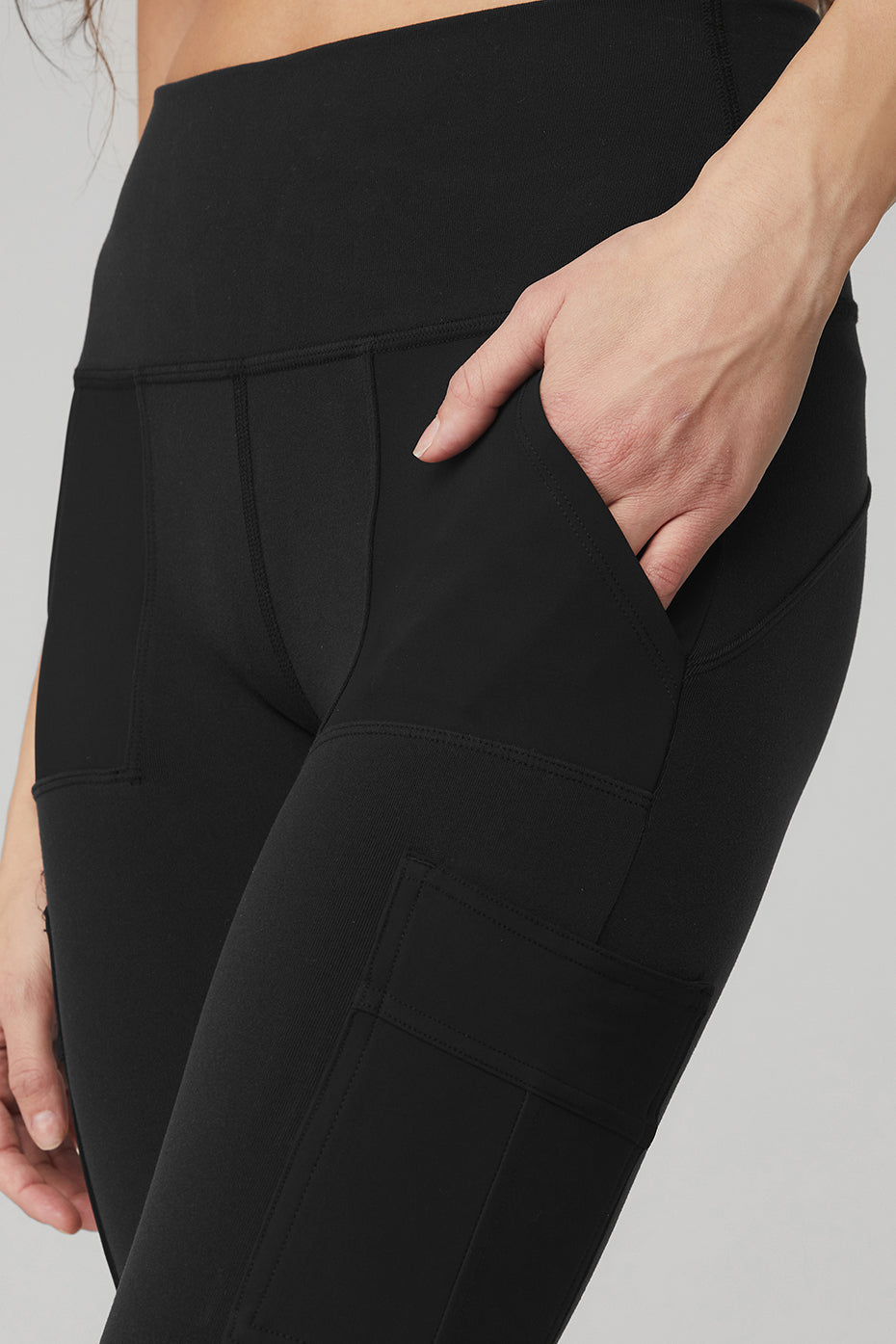 High Rise Cargo Leggings — Black