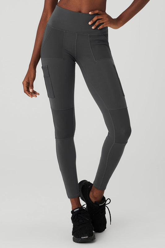 High Rise Cargo Leggings — Anthracite