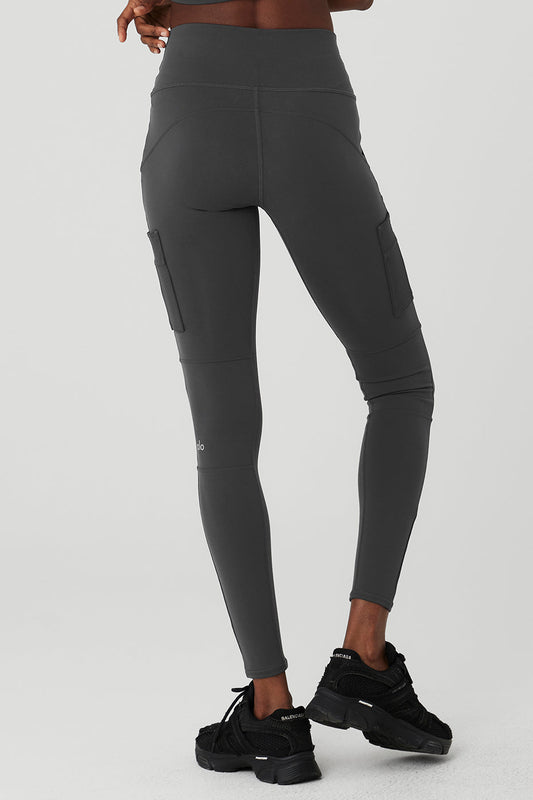 High Rise Cargo Leggings — Anthracite