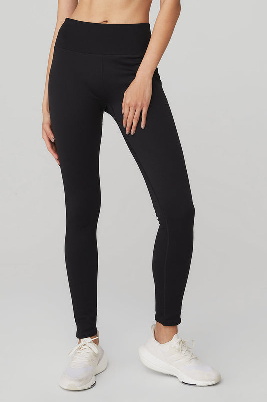 Seamless High Rise Ribbed Leggings — Black