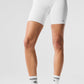 7" High Rise Biker Shorts — White