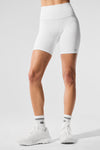 7" High Rise Biker Shorts — White