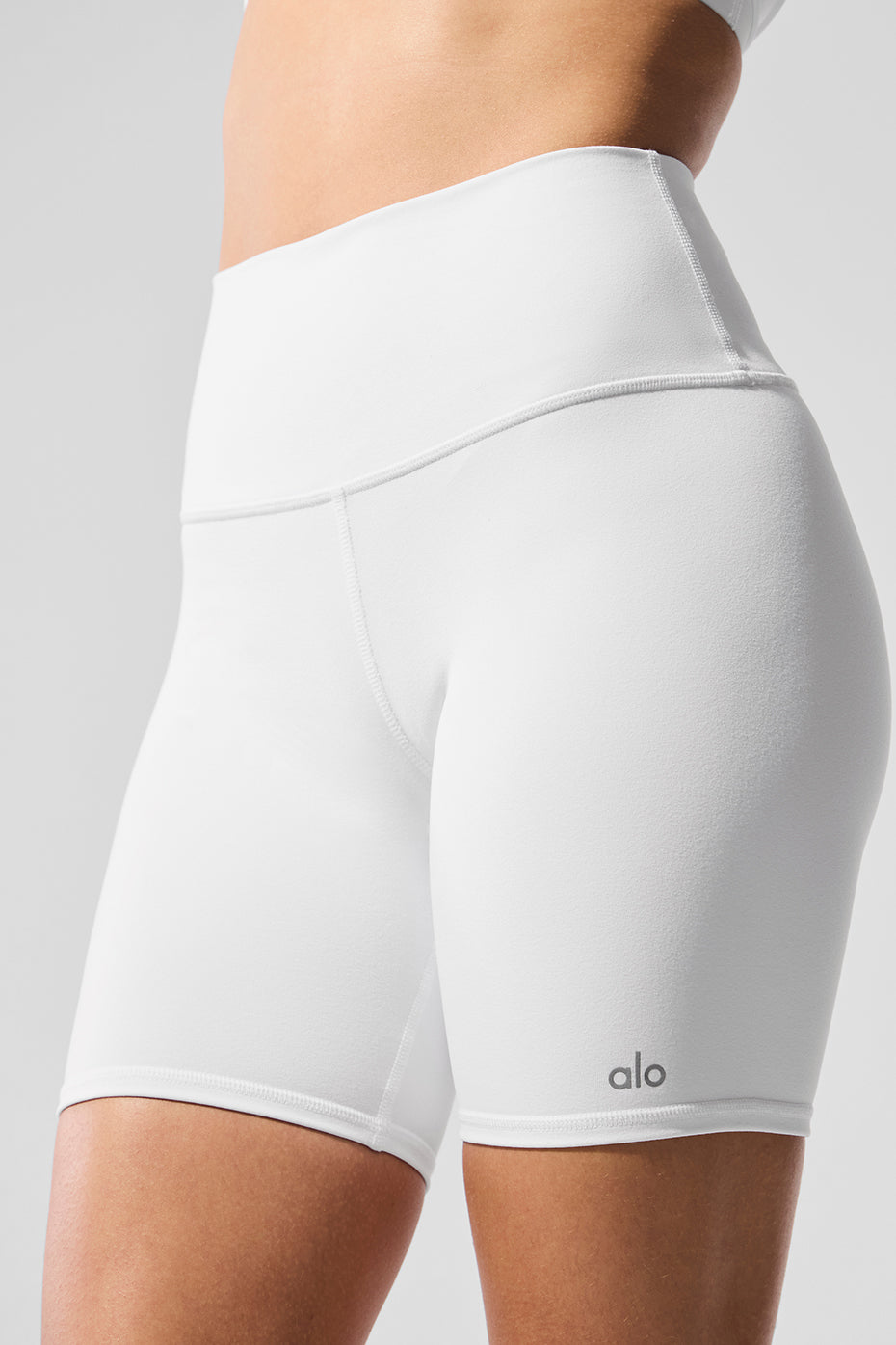 7" High Rise Biker Shorts — White