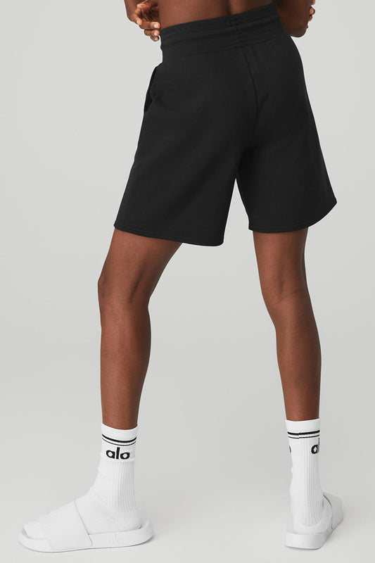 High Rise Easy Sweat Shorts — Black