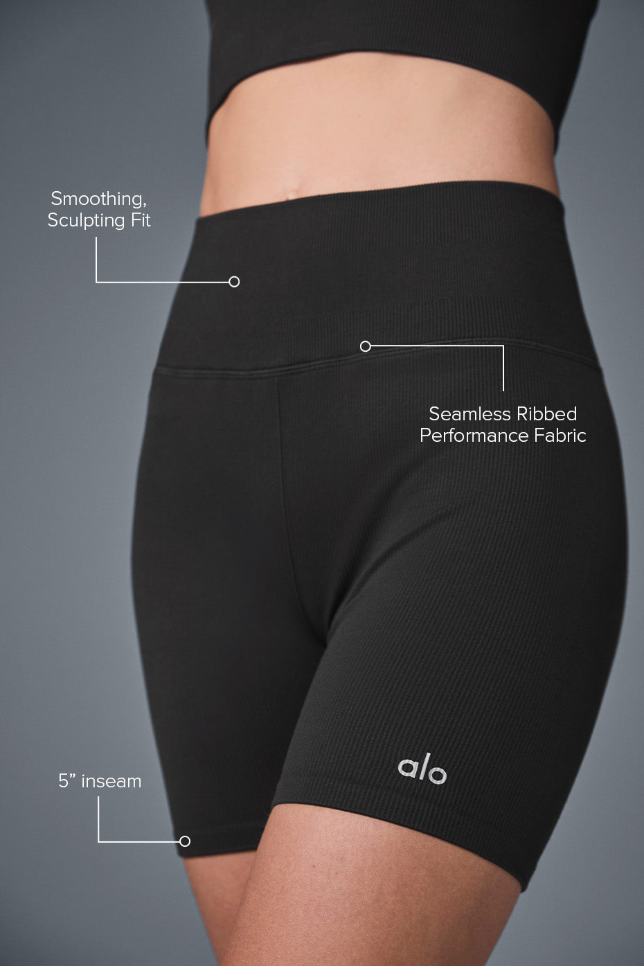5" Seamless Ribbed Favorite Shorts — Black