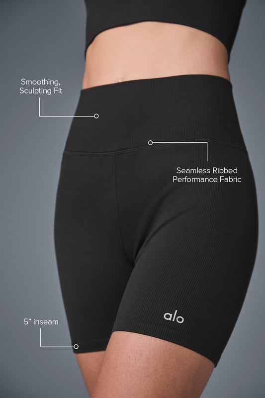 5" Seamless Ribbed Favorite Shorts — Black