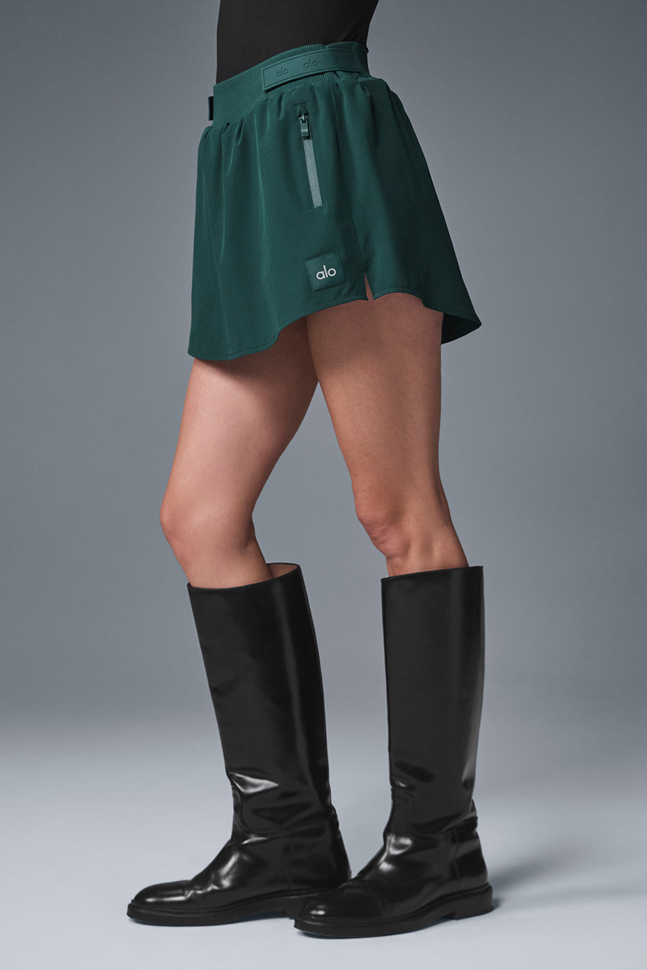 High Rise Elevation Mini Skirt — Midnight Green