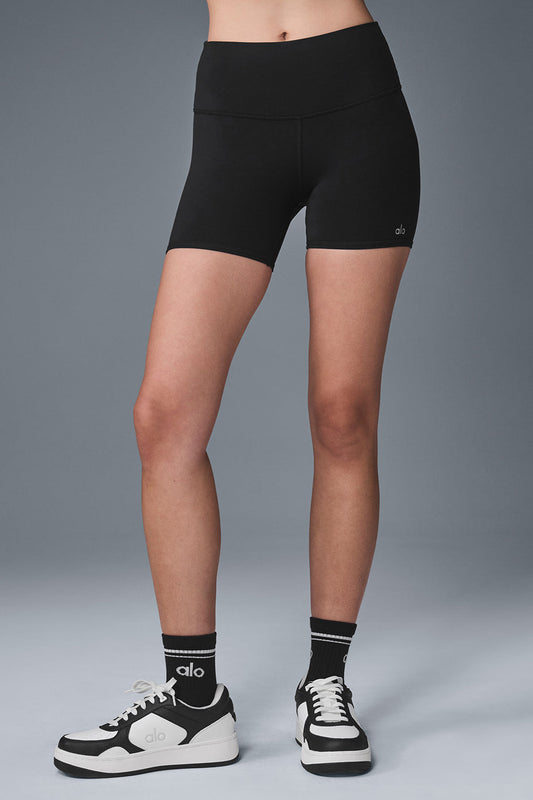 5" Airbrush High Rise Biker Shorts — Black