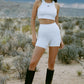 5" Airbrush High Rise Biker Shorts — White