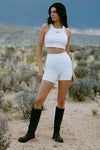 5" Airbrush High Rise Biker Shorts — White