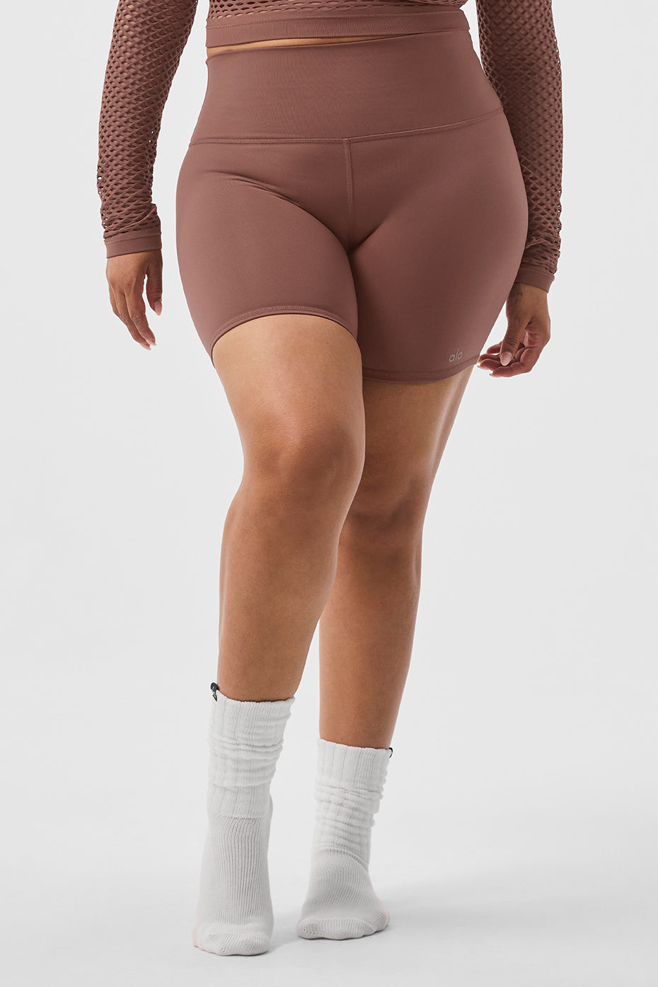 5" Airbrush High Rise Biker Shorts — Chestnut