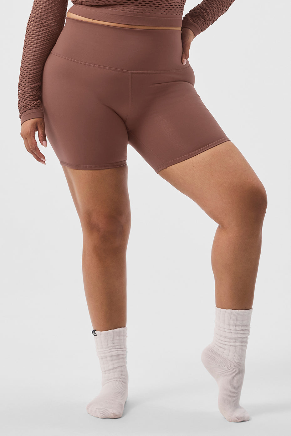 5" Airbrush High Rise Biker Shorts — Chestnut
