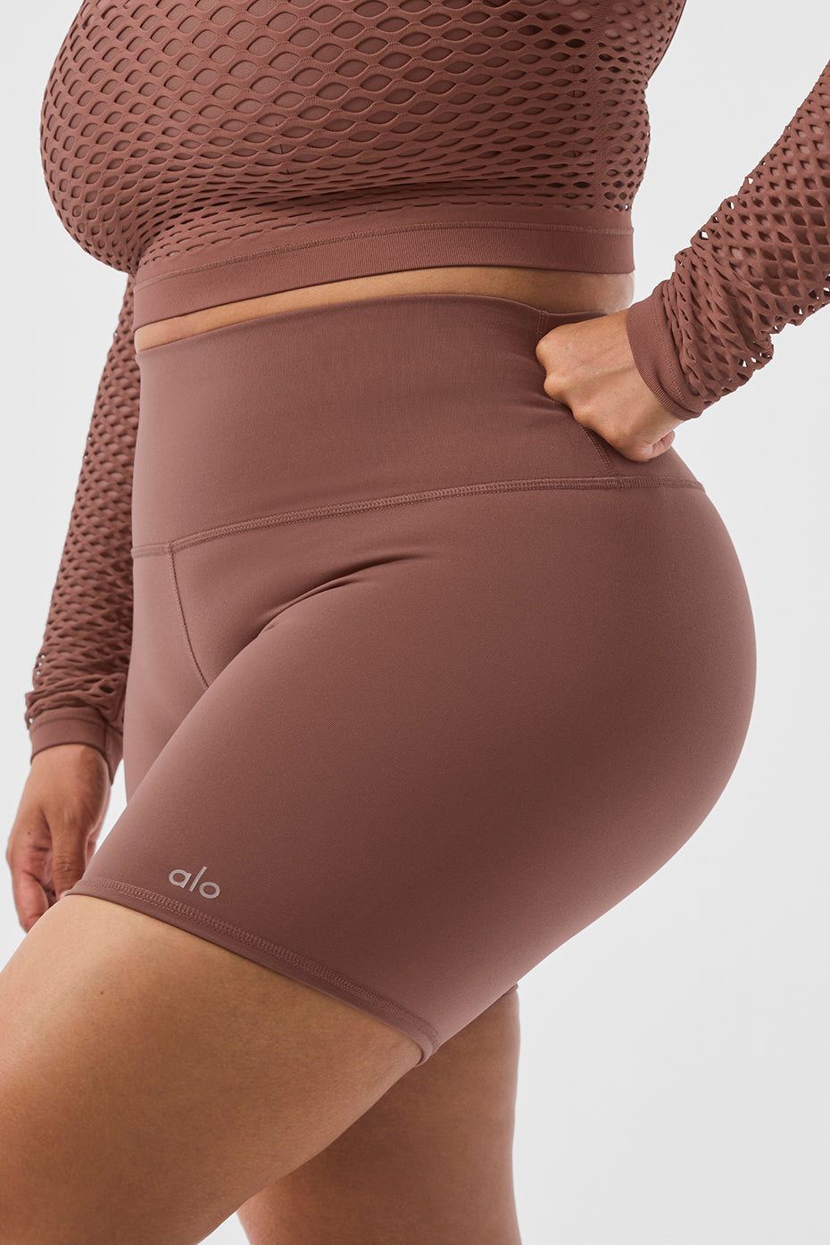 5" Airbrush High Rise Biker Shorts — Chestnut